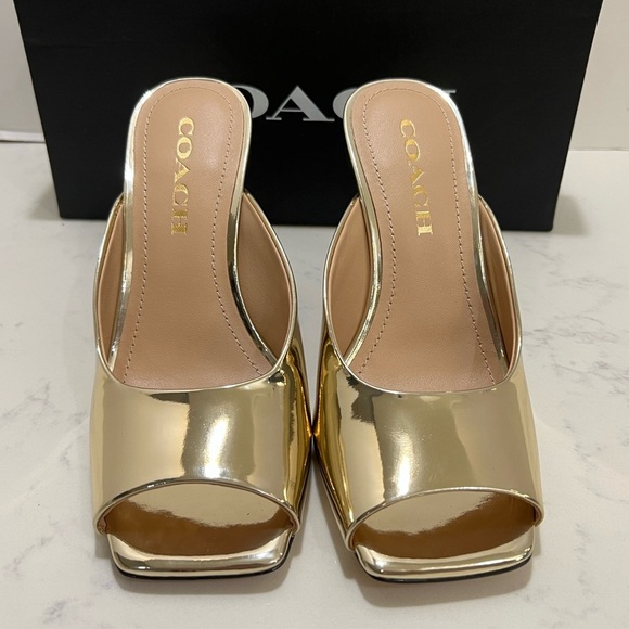 Coach Women's Metallic Gold Mules - Picture 5 of 9